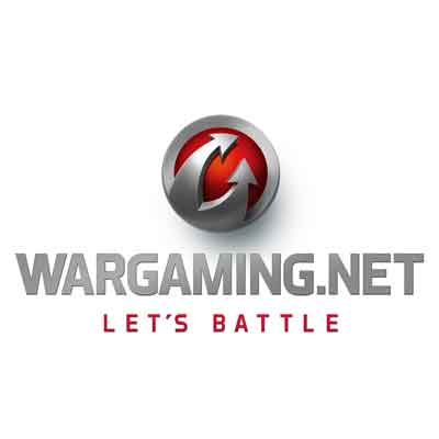 Wargaming.net logo with Wargaming.net text underneath, Let's battle text below that