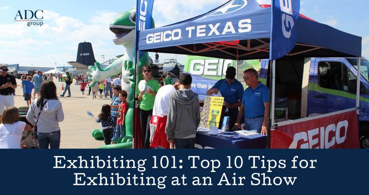 Exhibiting 101: People looking at a GEICO exhibit at an air show